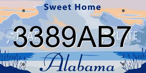 3389AB7 Alabama License Plate
