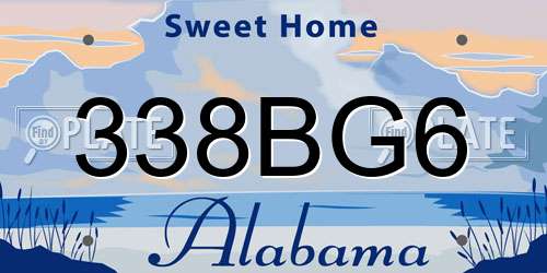 338BG6 Alabama License Plate