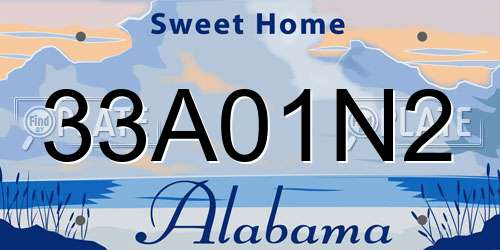 33A01N2 Alabama License Plate