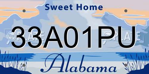 33A01PU Alabama License Plate