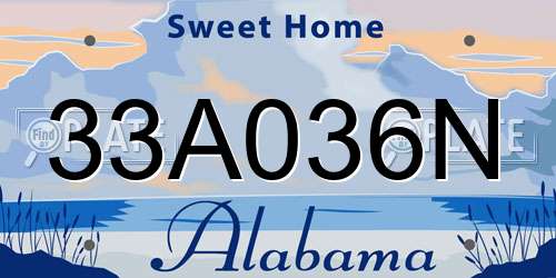 33A036N Alabama License Plate