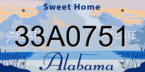 33A0751 Alabama License Plate