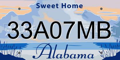 33A07MB Alabama License Plate