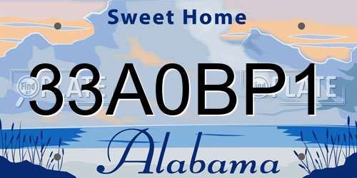 33A0BP1 Alabama License Plate