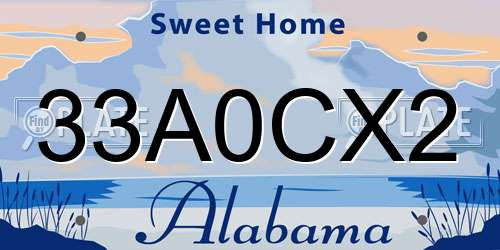 33A0CX2 Alabama License Plate