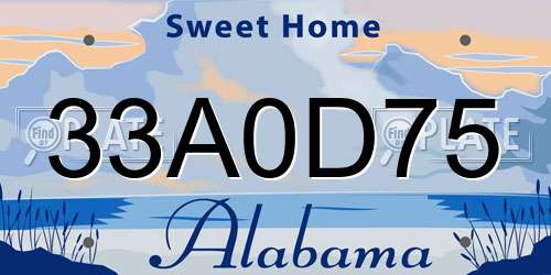 33A0D75 Alabama License Plate