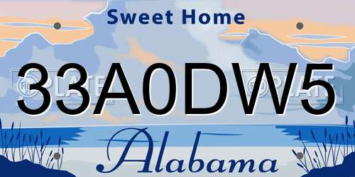 33A0DW5 Alabama License Plate