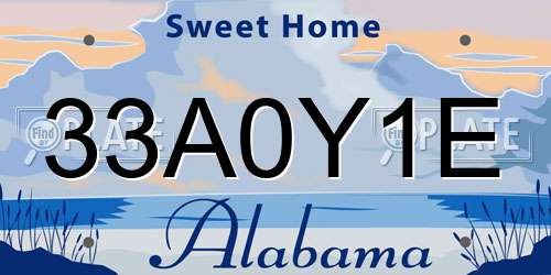 33A0Y1E Alabama License Plate
