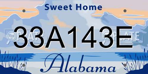 33A143E Alabama License Plate