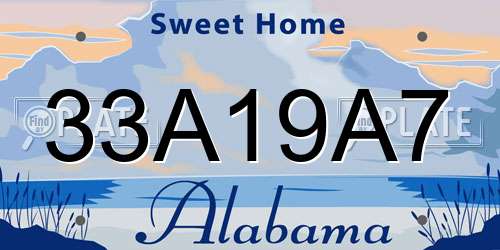 33A19A7 Alabama License Plate