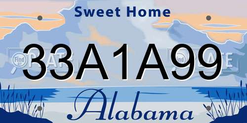 33A1A99 Alabama License Plate