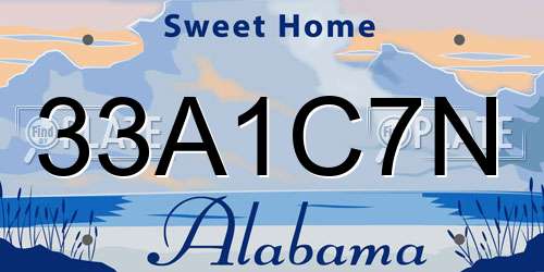 33A1C7N Alabama License Plate