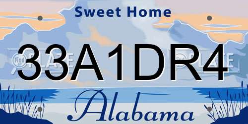 33A1DR4 Alabama License Plate