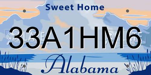 33A1HM6 Alabama License Plate