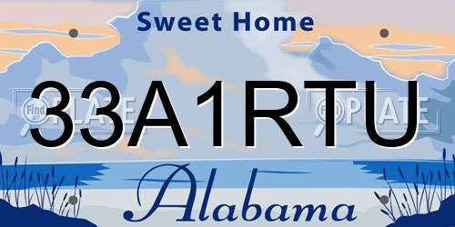 33A1RTU Alabama License Plate