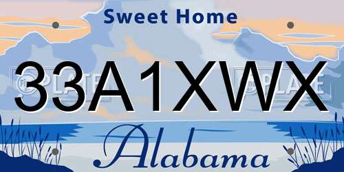 33A1XWX Alabama License Plate