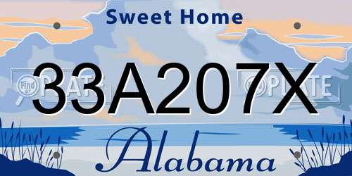 33A207X Alabama License Plate