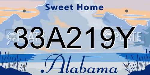 33A219Y Alabama License Plate