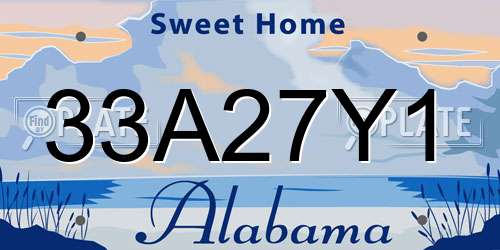 33A27Y1 Alabama License Plate