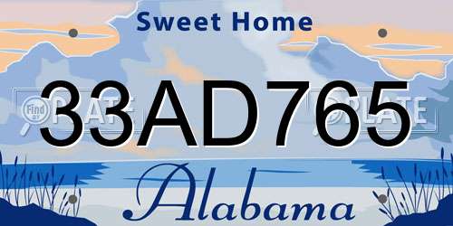 33AD765 Alabama License Plate