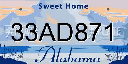 33AD871 Alabama License Plate