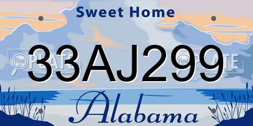 33AJ299 Alabama License Plate