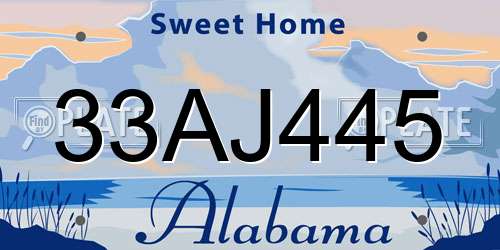 33AJ445 Alabama License Plate