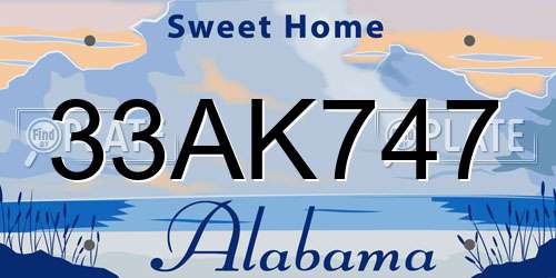 33AK747 Alabama License Plate