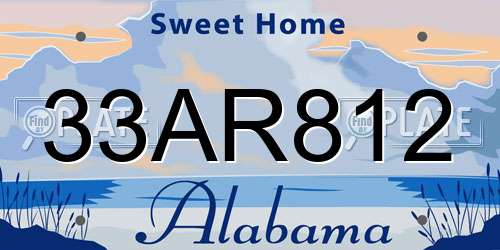 33AR812 Alabama License Plate
