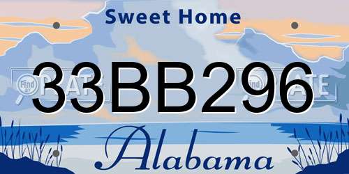 33BB296 Alabama License Plate