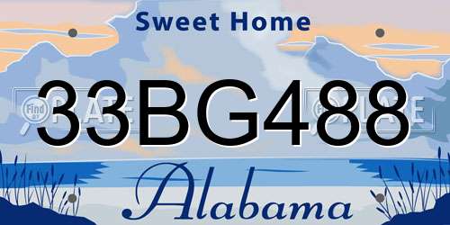 33BG488 Alabama License Plate