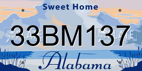 33BM137 Alabama License Plate