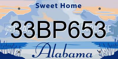 33BP653 Alabama License Plate