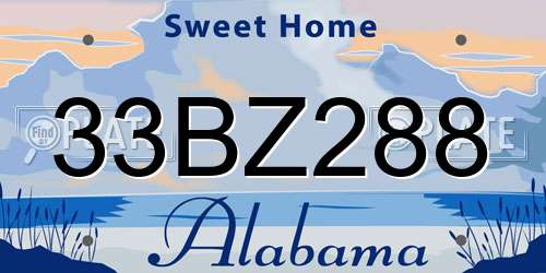 33BZ288 Alabama License Plate