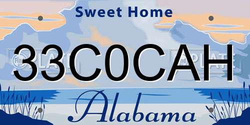 33C0CAH Alabama License Plate