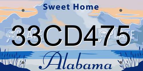 33CD475 Alabama License Plate