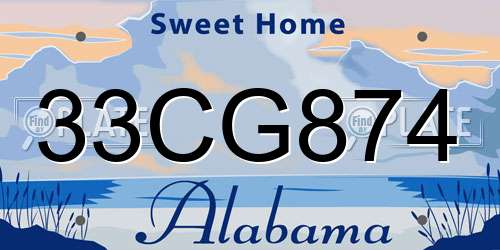 33CG874 Alabama License Plate