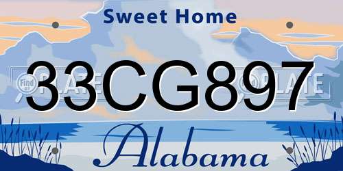 33CG897 Alabama License Plate