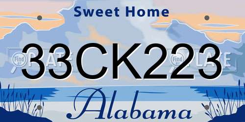 33CK223 Alabama License Plate