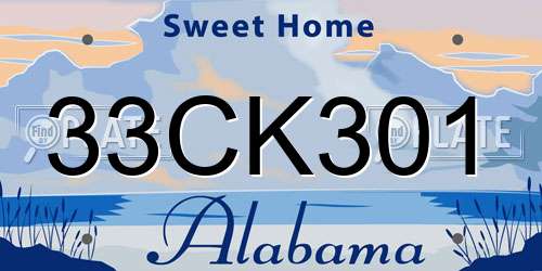 33CK301 Alabama License Plate