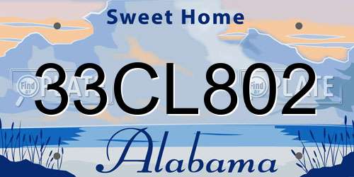33CL802 Alabama License Plate