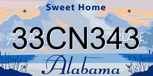 33CN343 Alabama License Plate