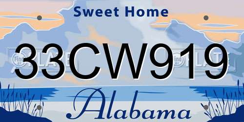 33CW919 Alabama License Plate