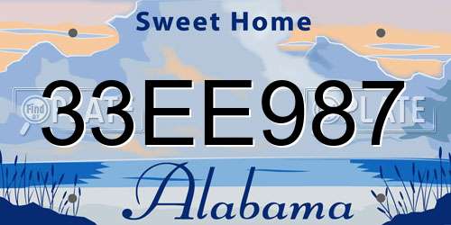 33EE987 Alabama License Plate