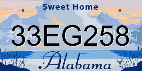 33EG258 Alabama License Plate