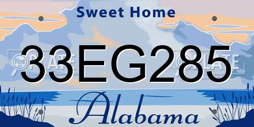 33EG285 Alabama License Plate