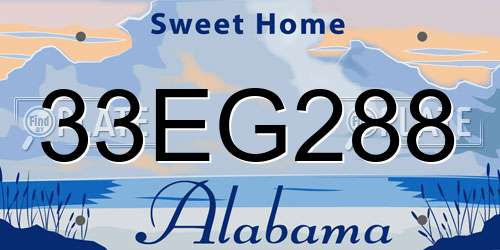 33EG288 Alabama License Plate