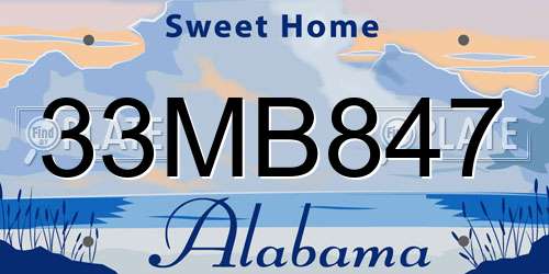 33MB847 Alabama License Plate