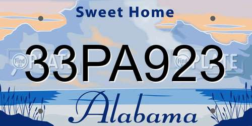 33PA923 Alabama License Plate