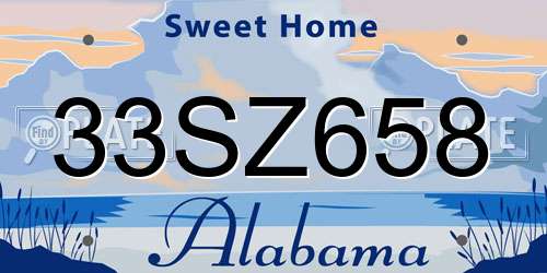33SZ658 Alabama License Plate